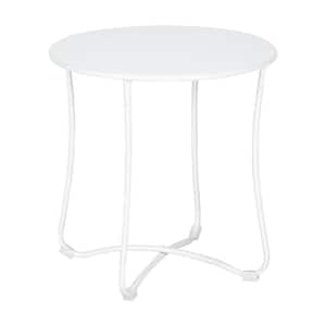 18 in. White Round Iron Side Table