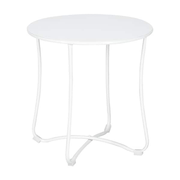 Karl home 18 in. White Round Iron Side Table