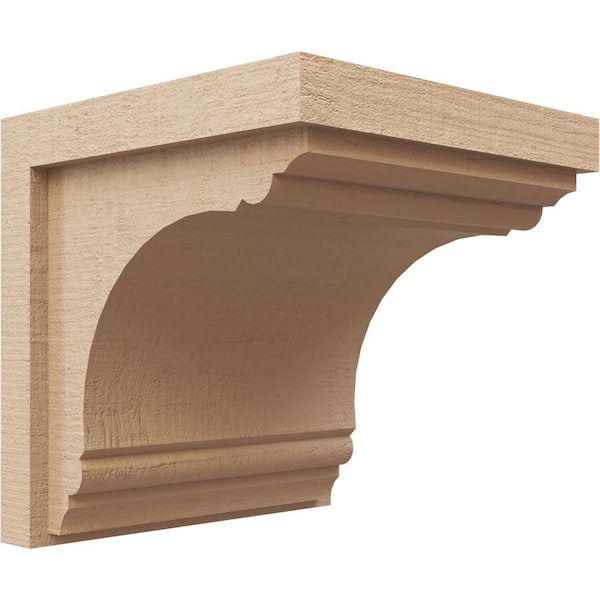 Ekena Millwork 10 in. x 10 in. x 10 in. Series 1 Wide Warren Rough Cedar Woodgrain Timberthane Polyurethane Corbel, Primed Tan