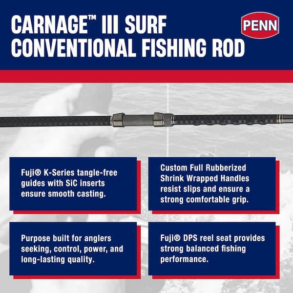 Penn Carnage III Surf Conventional Casting Fishing Rod 12 ft. Up to 50 lbs.  Black 1545868-HD - The Home Depot