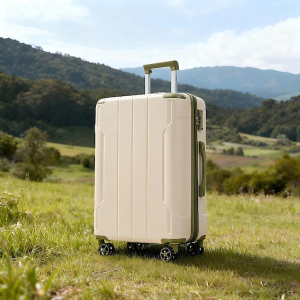 29.9in. White Green ABS Hardside Luggage Spinner Suitcase w/ 3-Digit TSA Lock, 3-Step Telescoping Handle, Wrapped Corner