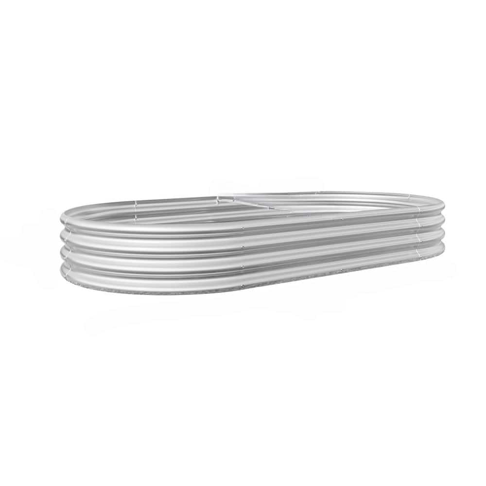 Cisvio Silver Metal Raised Garden Bed Outdoor, Oval Large Raised