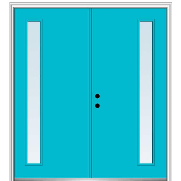 MMI Door 72 in. x 80 in. Viola Right Hand Inswing 1-Lite Clear Low-E Painted Fiberglass Smooth Prehung Front Door