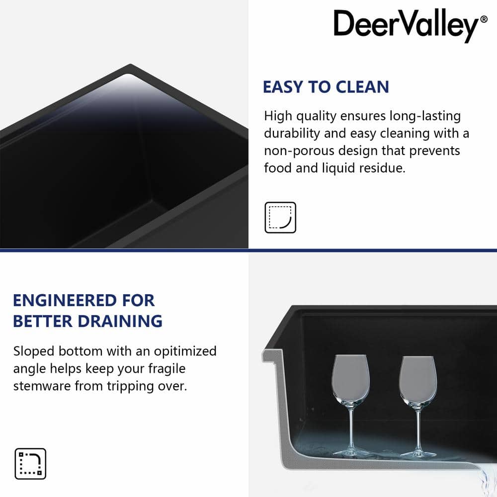 Black Granite Double Bowl Drop-In Kitchen Sink with Accessories