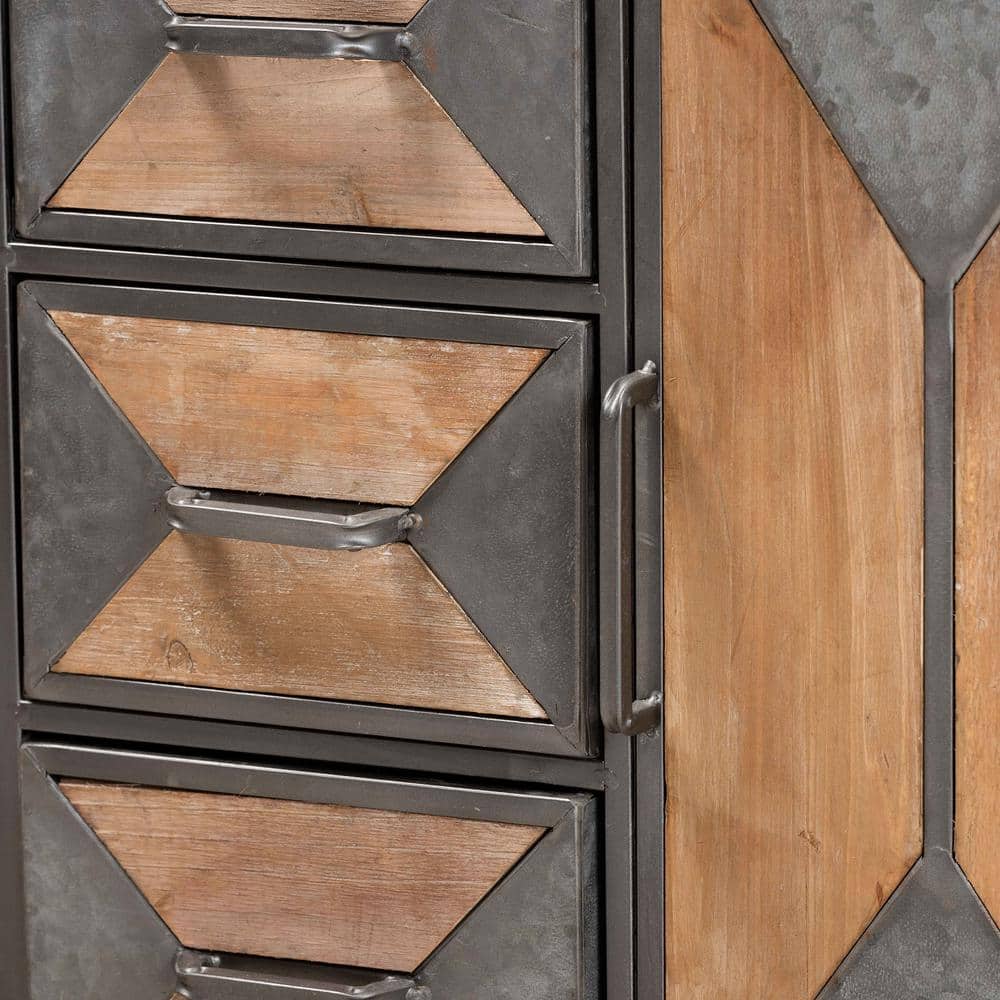 Laurel Gray and Brown Industrial 3-Drawer Cabinet