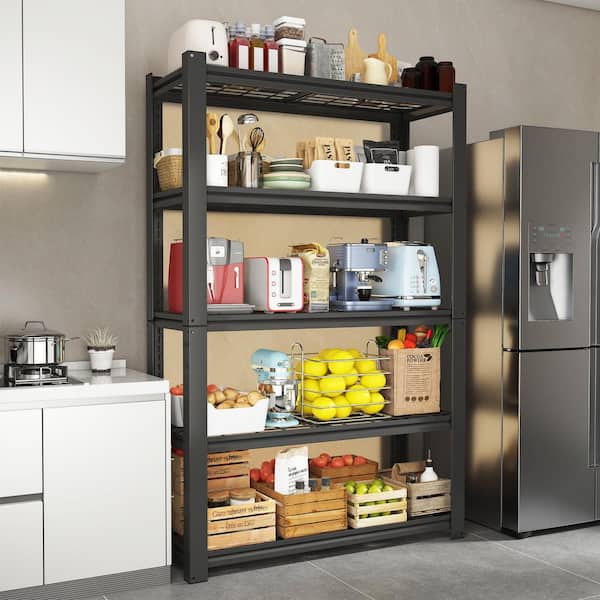 72 in.H 5-Tier Heavy Duty Adjustable Shelving Metal Mesh Storage Rack,2000 Lbs Loading Capacity for Garage,Kitchen-Black