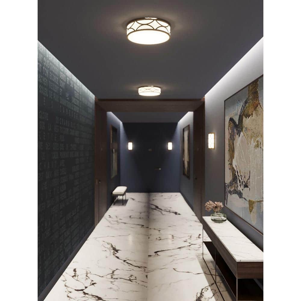 Lake 16" Gold LED Drum Flush Mount with White Acrylic Shade