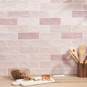 Kingston Pink 3 in. x 8 in. Glazed Ceramic Wall Tile (5.38 sq. ft./case)