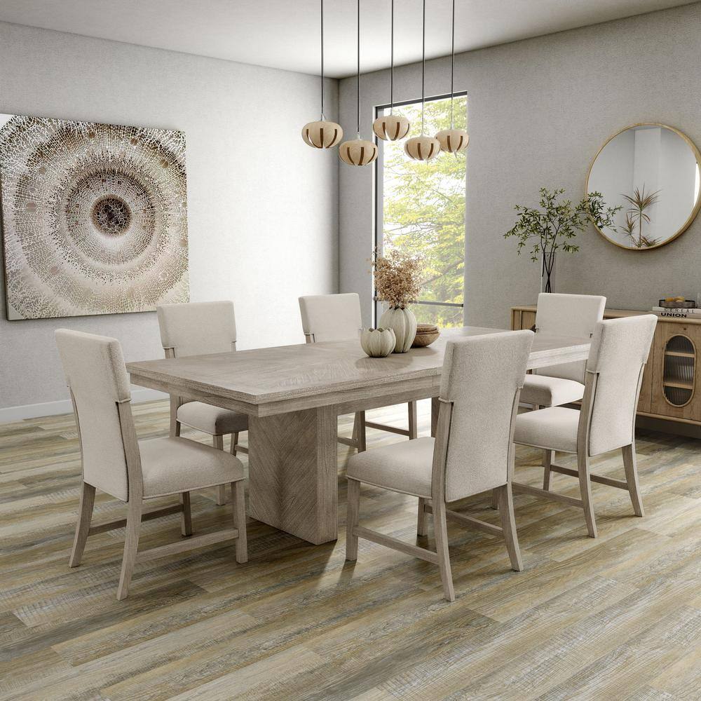 Bronin 7-Piece Natural Wood Top Dining Room Set (Seats 6)