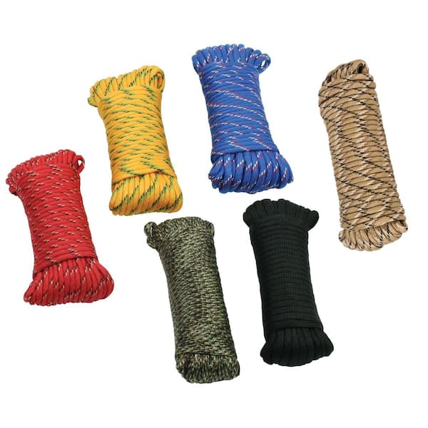 Everbilt 1/8 in. x 50 ft. Paracord, Assorted Colors 12715 - The Home Depot