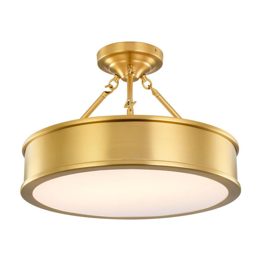 Petitt 18.5 in. Modern Retro Brushed Gold Drum Integrated LED Semi-Flush Mount Light price history on PriceWatchPro