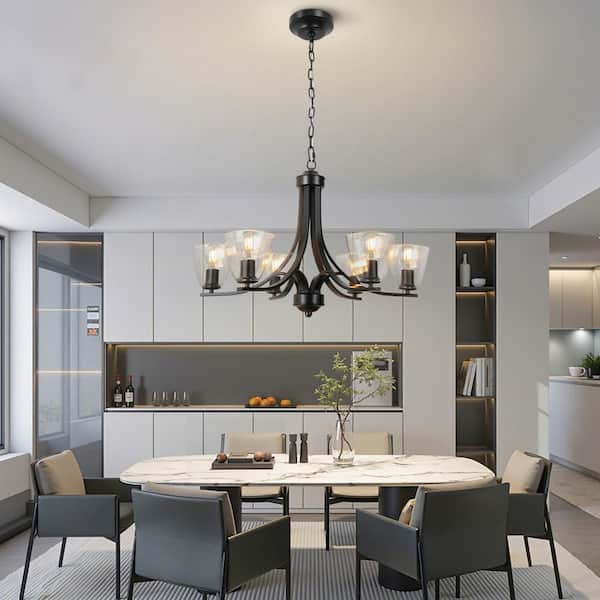 ARISKEEN 6-Light Black Rustic Vintage Chandeliers 31.5 in. Pendant