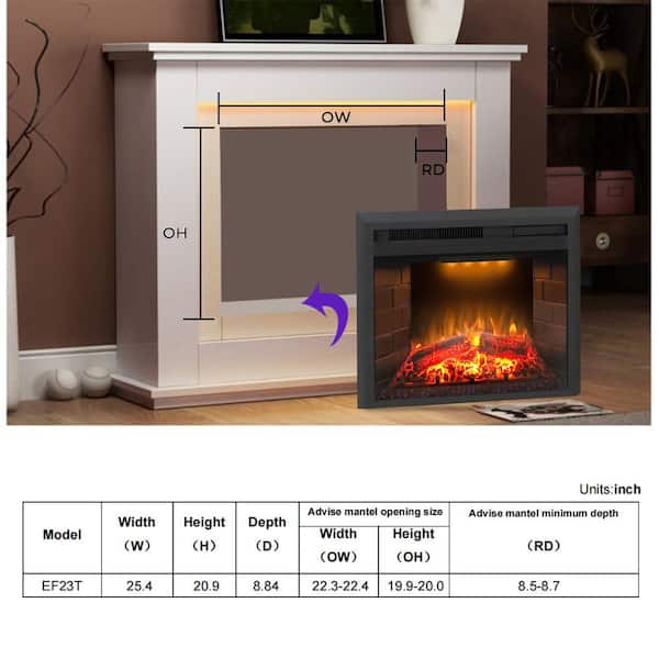 Electric Fireplace Wall-Mounted Electric Fireplace Electric Stove  fireplaces 127 cm Built-in Electric Fireplace 750 1500W Heating with Remote  Control