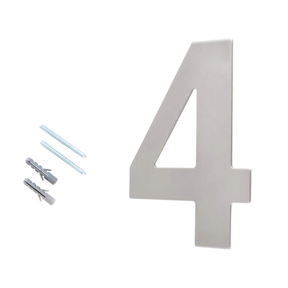 6" Silver Stainless Steel Floating House Number