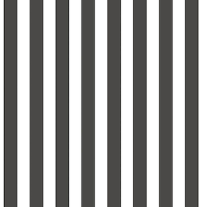 Tiny Tots 2 Black/White Matte Traditional Regency Stripe Design Non-Pasted Non-Woven Paper Wallpaper Roll
