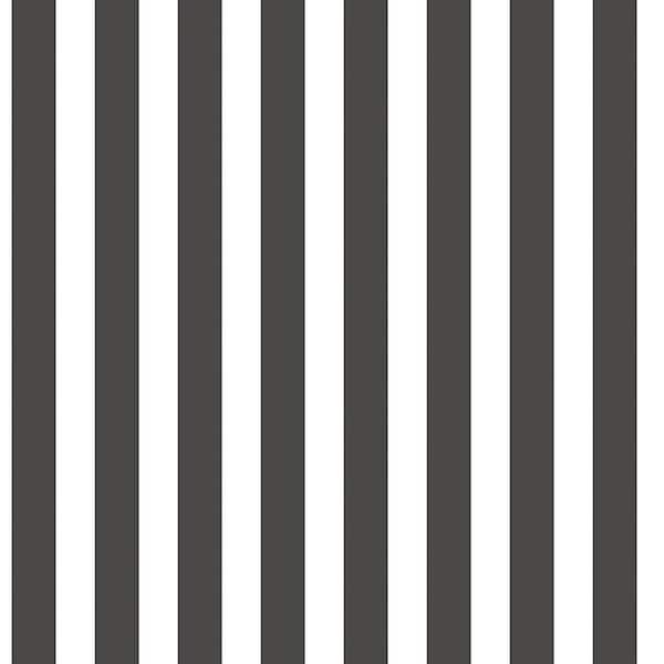 Unbranded Tiny Tots 2 Black/White Matte Traditional Regency Stripe Design Non-Pasted Non-Woven Paper Wallpaper Roll