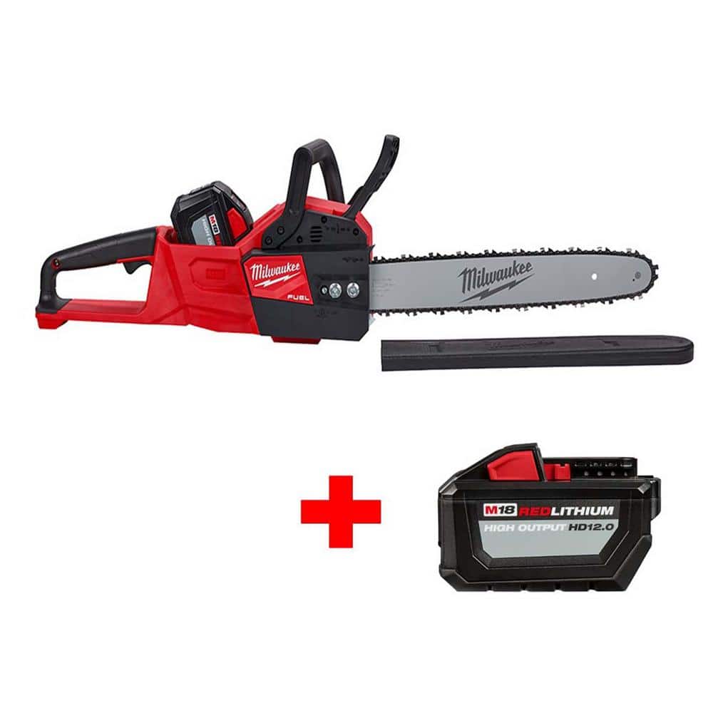 Milwaukee M18 FUEL 16 in. 18-Volt Lithium-Ion Brushless Battery Chainsaw Kit with Two High Output 12.0Ah Batteries -  2727-21HD-48