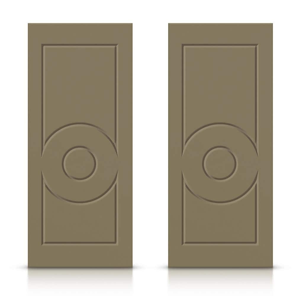 CALHOME 72 in. x 80 in. Hollow Core Olive Green Stained Composite MDF Interior Double Closet Sliding Doors