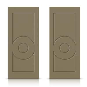 48 in. x 84 in. Hollow Core Olive Green Stained Composite MDF Interior Double Closet Sliding Doors