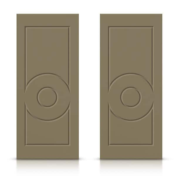 CALHOME 72 in. x 84 in. Hollow Core Olive Green Stained Composite MDF Interior Double Closet Sliding Doors