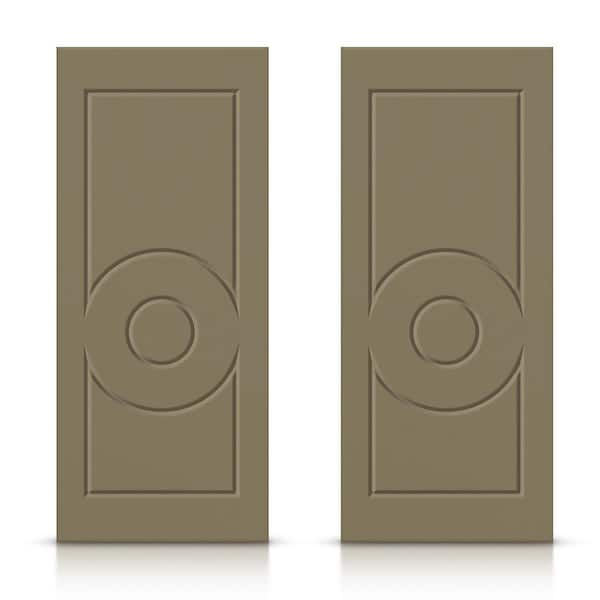 CALHOME 72 in. x 96 in. Hollow Core Olive Green Painted Composite MDF Interior Double Closet Sliding Doors