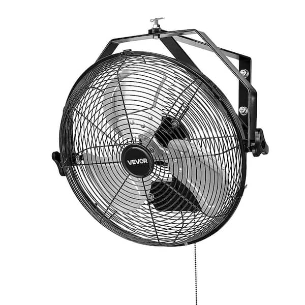 Industrial Wall Mount Fan, High Velocity 2473 CFM Outdoor Fan with 3-Speeds, Black Garage Wall Fan 2025 Update