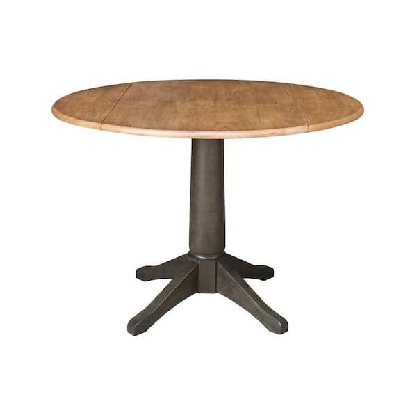 International Concepts 42 in. x 29.5 in. H Round Solid Hickory/Washed Coal Wood Top Dual Drop Leaf Pedestal Table