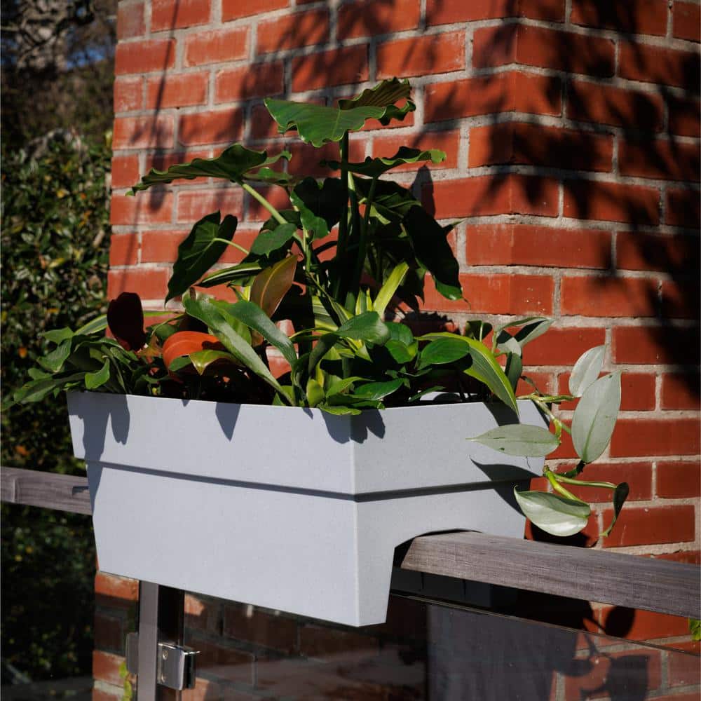 Cement Gray Recycled Plastic Deck Rail Planter, 24"