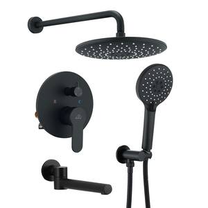 Single-Handle 3-Spray Patterns 2.5 GPM 10 in. 3 Functions Tub and Shower Faucet in Black (Valve Included)