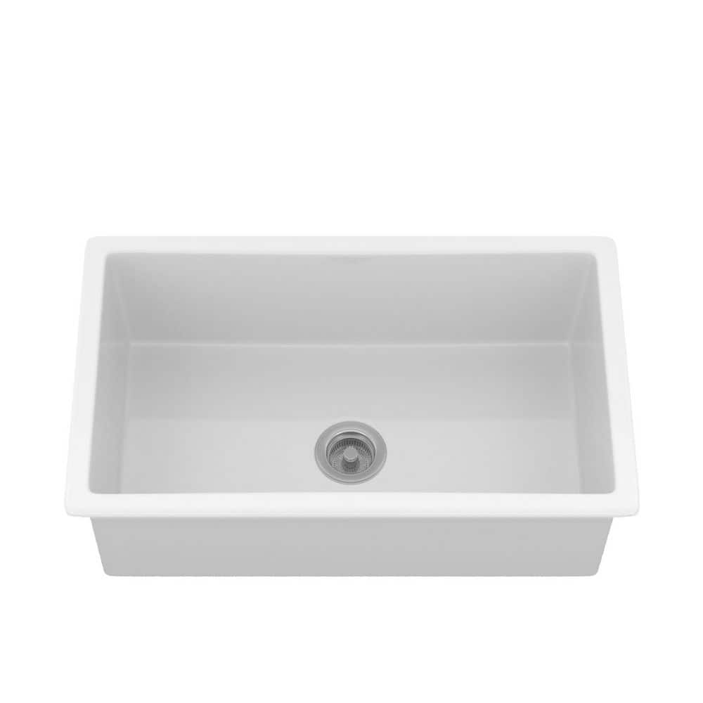 LIVACA 30 in. Undermount Single Bowl White Porcelain Fireclay
