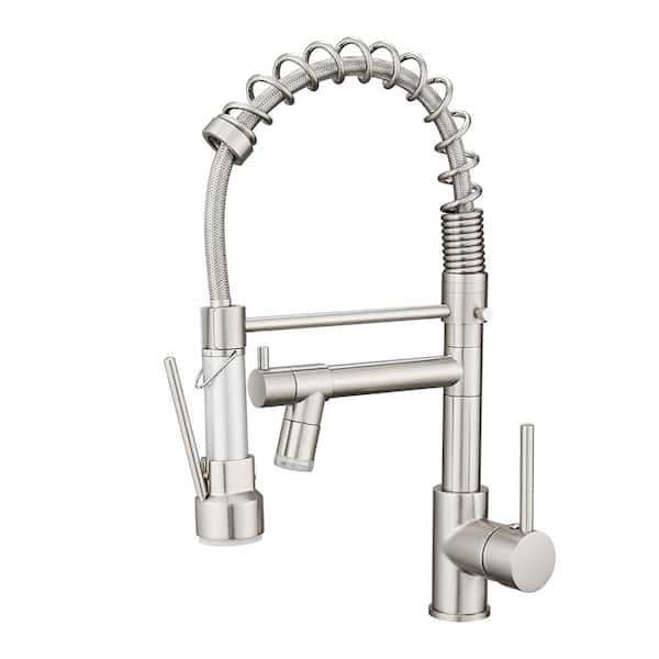 Tahanbath Commercial LED Kitchen Faucet with Pull Down Sprayer, Single Handle Single Lever Kitchen Sink Faucet