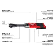 M12 FUEL 12V 3/8 in. Lithium-Ion Brushless Cordless Extended Reach Ratchet (Tool-Only)