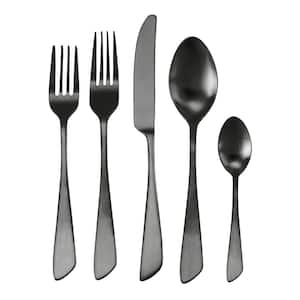 Gibbous 20-Piece Black Stainless Steel Flatware Set (Service for 4)
