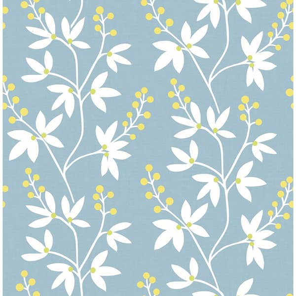 A-Street Prints Linnea Elsa Light Blue Botanical Trail Strippable Wallpaper (Covers 56.4 sq. ft.)