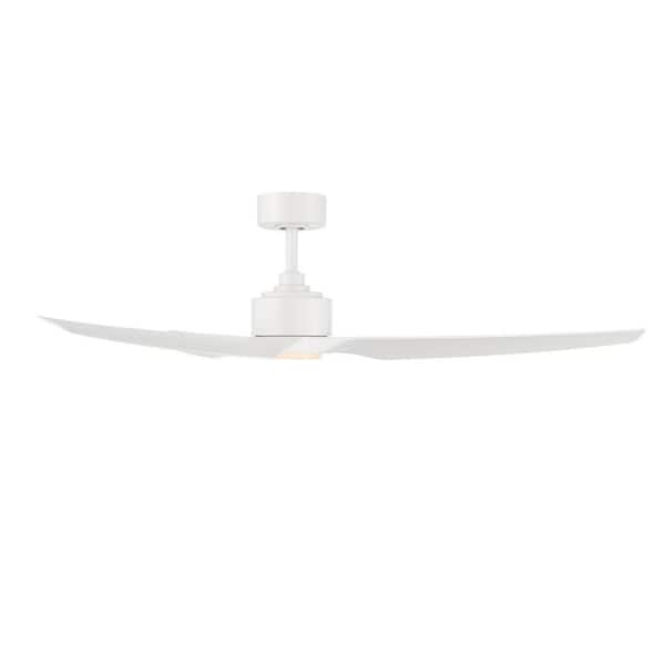 Stella 60 in. Integrated LED Indoor and Outdoor 3-Blade Smart Ceiling Fan Matte White with Remote 3000k