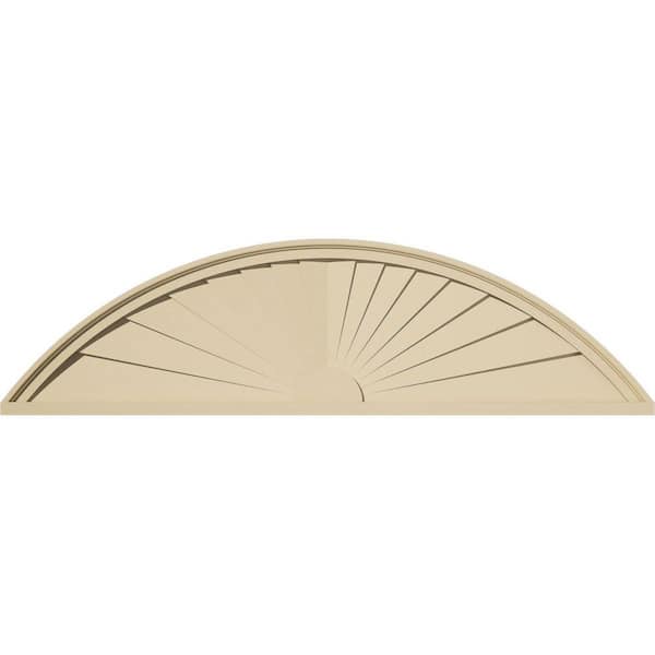 Ekena Millwork 52-in W x 14-in H x 2-in P Segment Arch Sunburst Signature Urethane Pediment, Primed Tan