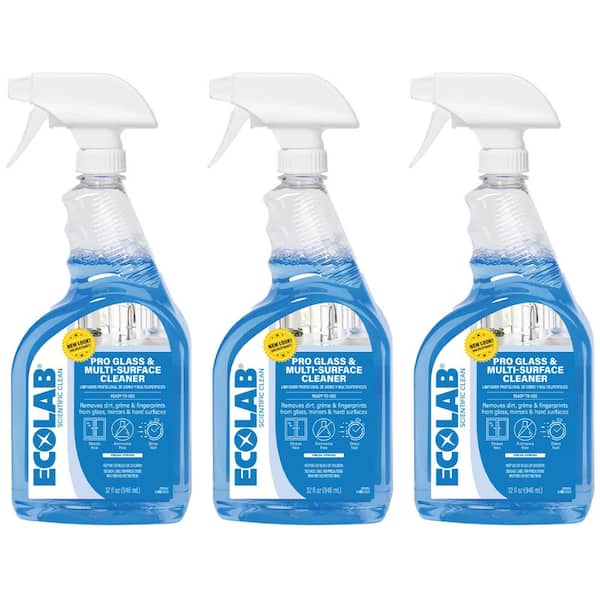 32 oz. Ammonia-Free Pro Glass Cleaner and Multi-Surface Cleaner Spray Bottle for Windows and Mirrors (3-Pack)