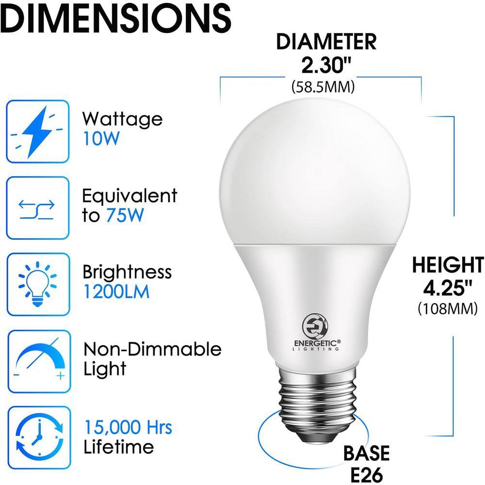 Energetic 75W Equivalent Cool White LED Light Bulbs, 12-Pack
