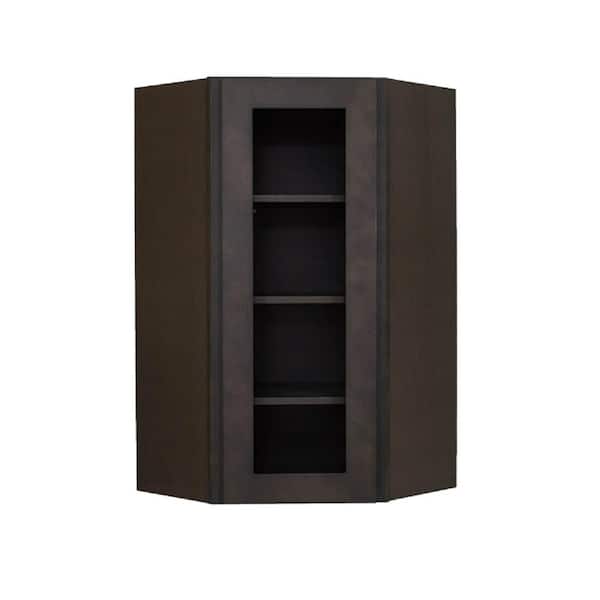 LIFEART CABINETRY Lancaster Shaker Assembled 24 in. x 42 in. x 12 in. Wall Diagonal Corner Mullion Door Cabinet in Vintage Charcoal