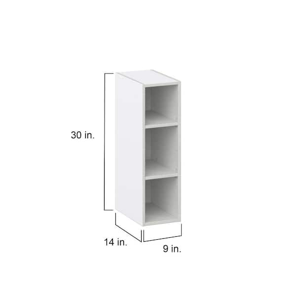 J COLLECTION Bright White Slab Assembled Wall Kitchen Cabinet Open Shelf (9 in. W x 30 in. H x 14 in. D)