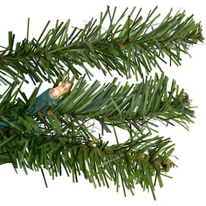 7 ft. Pre-Lit Commercial Canadian Pine Artificial Christmas Wreath, Clear Lights