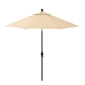 9 ft. Bronze Aluminum Market Patio Umbrella with Fiberglass Ribs Crank and Collar Tilt in Khaki Pacifica Premium