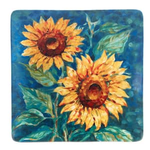 Golden Sunflowers 3.5 in. Gold Earthenware Square Platter