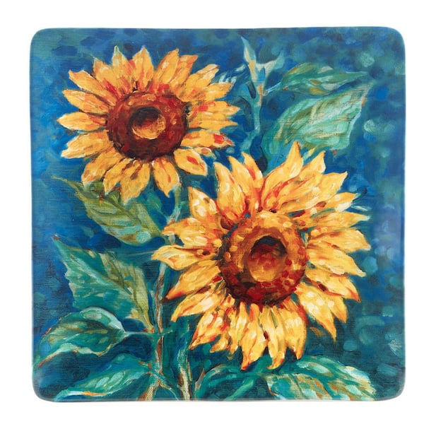 Certified International Golden Sunflowers 3.5 in. Gold Earthenware Square Platter