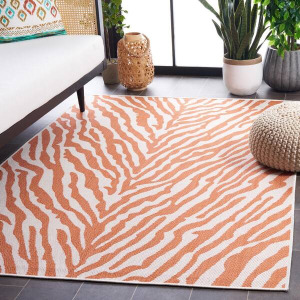 SAFAVIEH Bermuda Rust/Ivory 7 ft. x 7 ft. Tiger Animal Print