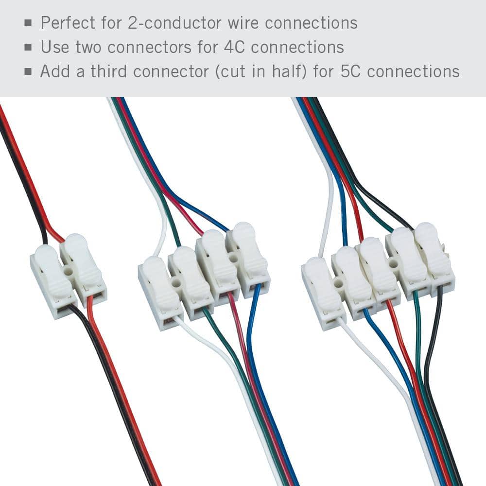 White Plastic Wire-to-Wire Spring Connectors, 4 Pack