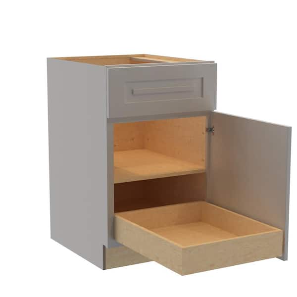 Home Decorators Collection Grayson 21 in. W x 24 in. D x 34.5 in. H Assembled Plywood Base Kitchen Cabinet in Pearl Gray with 1ROT Soft Close RH