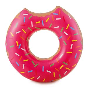 Strawberry Doughnut Inflatable Pool Tube - Novelty Floating Food Swim Ring