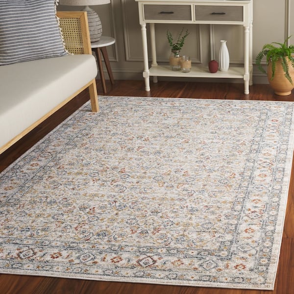 Avalon 8 ft. x 10 ft. Ivory/Light Blue Ornate Distressed Floral Area Rug