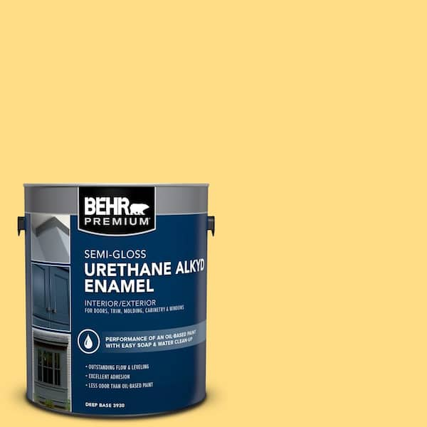 BEHR PREMIUM PLUS 8 oz. #400A-1 Candlelight Yellow Satin Enamel